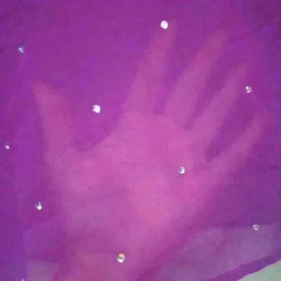 Womens Ellen Tracy M Purple Sheer y2k rhinestone tunic blouse witchy Whimsygoth - Picture 3 of 7